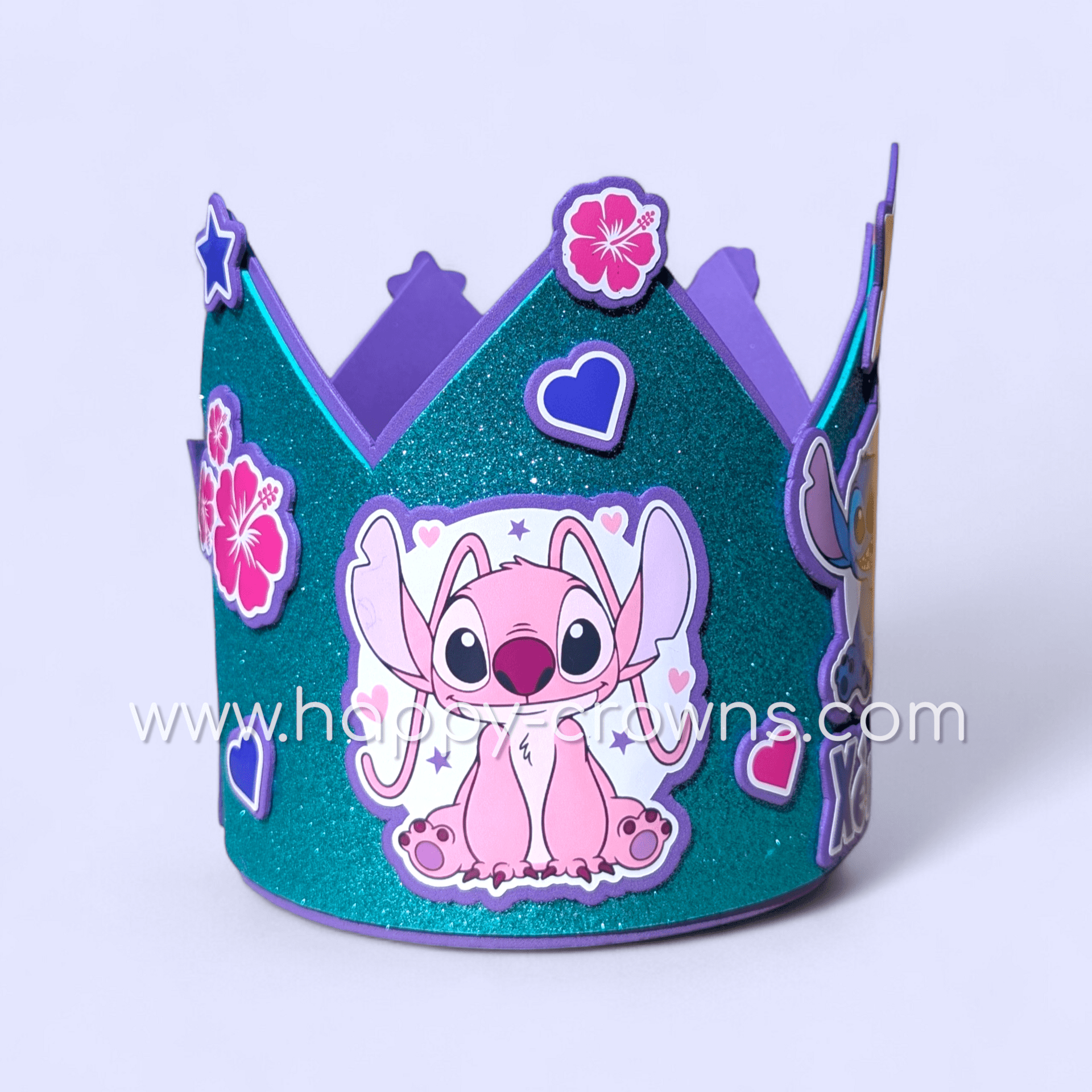 Corona de cumpleaños Stitch y Angel personalizada - 3