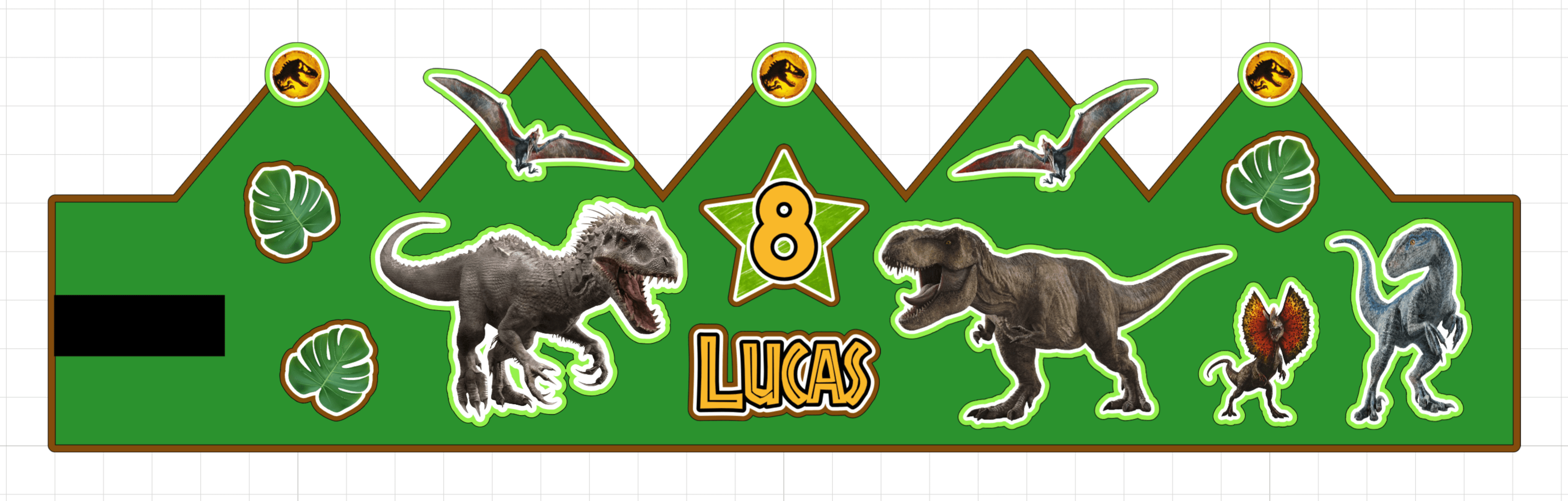 Corona de cumpleaños Jurassic World personalizada - 5