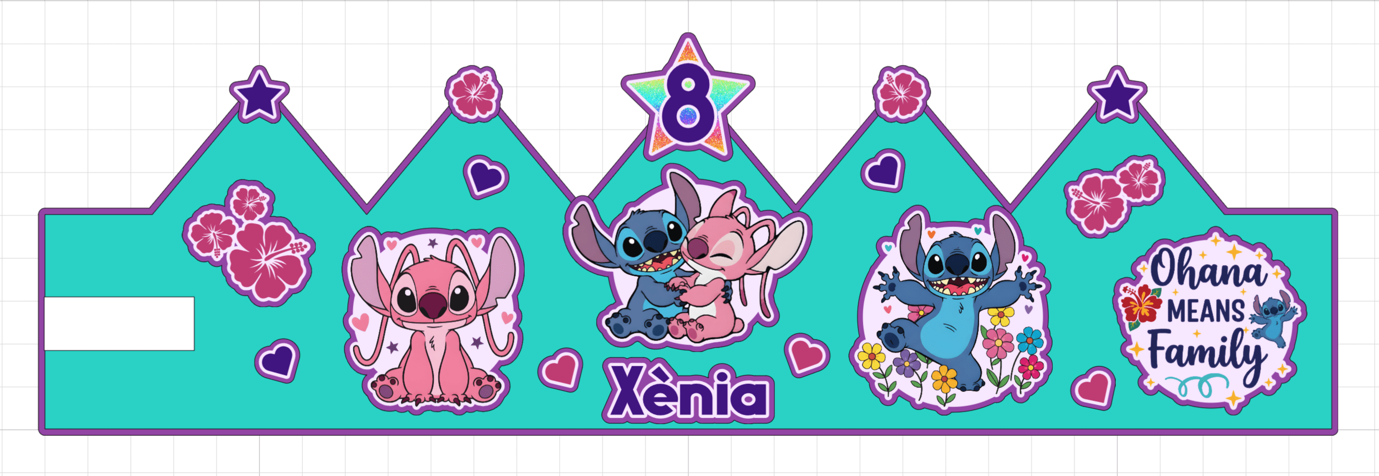 Corona de cumpleaños Stich & Angel personalizada - 5