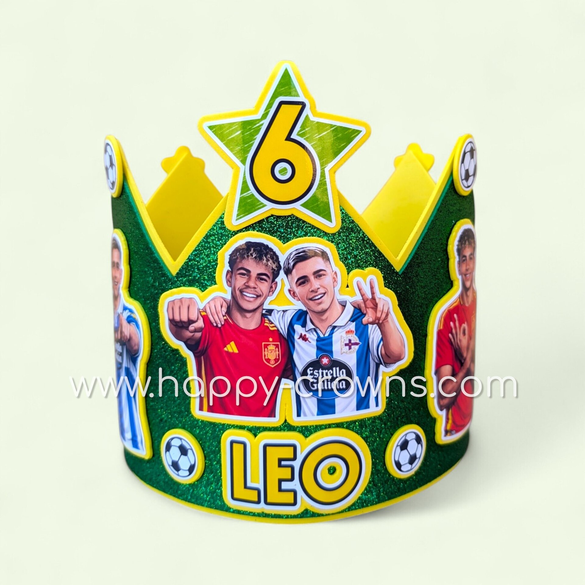 Corona de cumpleaños Fútbol personalizada - 1