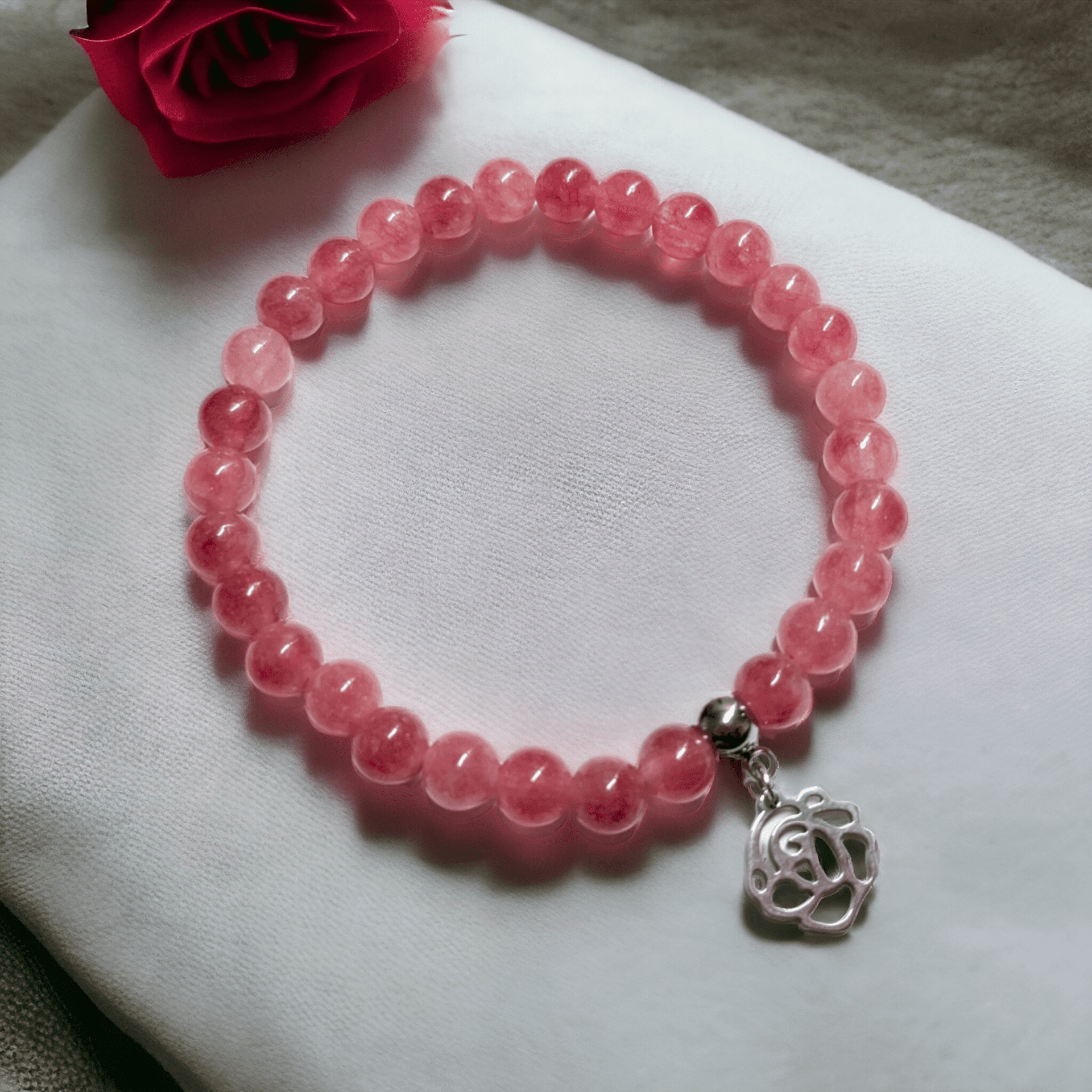 Pulsera rosa eterna de acero inoxidable - 1